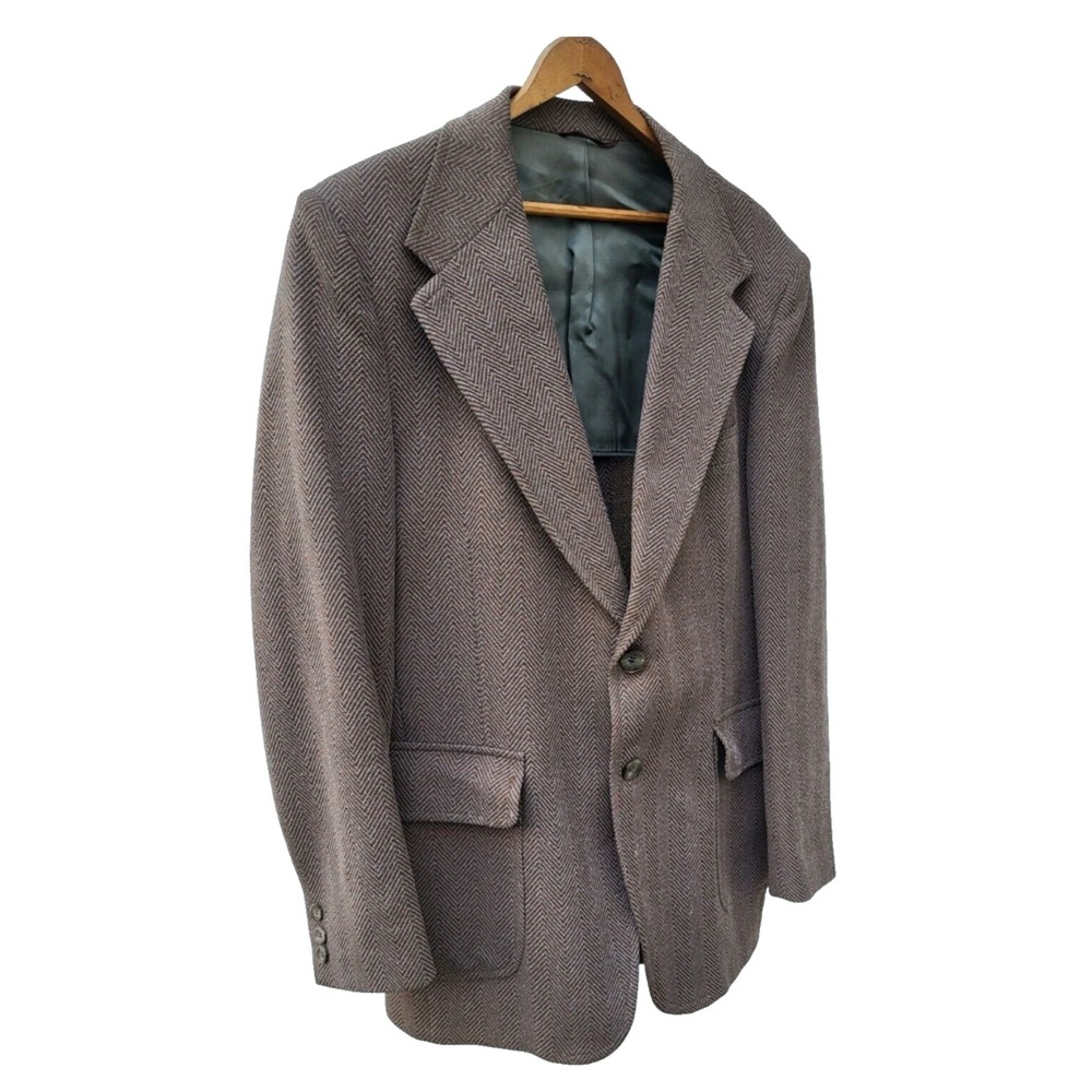 McGregor Mens Brown Herringbone Double Knit Blazer Sport Coat Fortrel Polyester